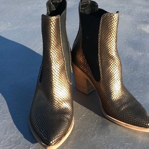 Dolce Vita Gold Snake Print Leather Boot (Worn 1x)
